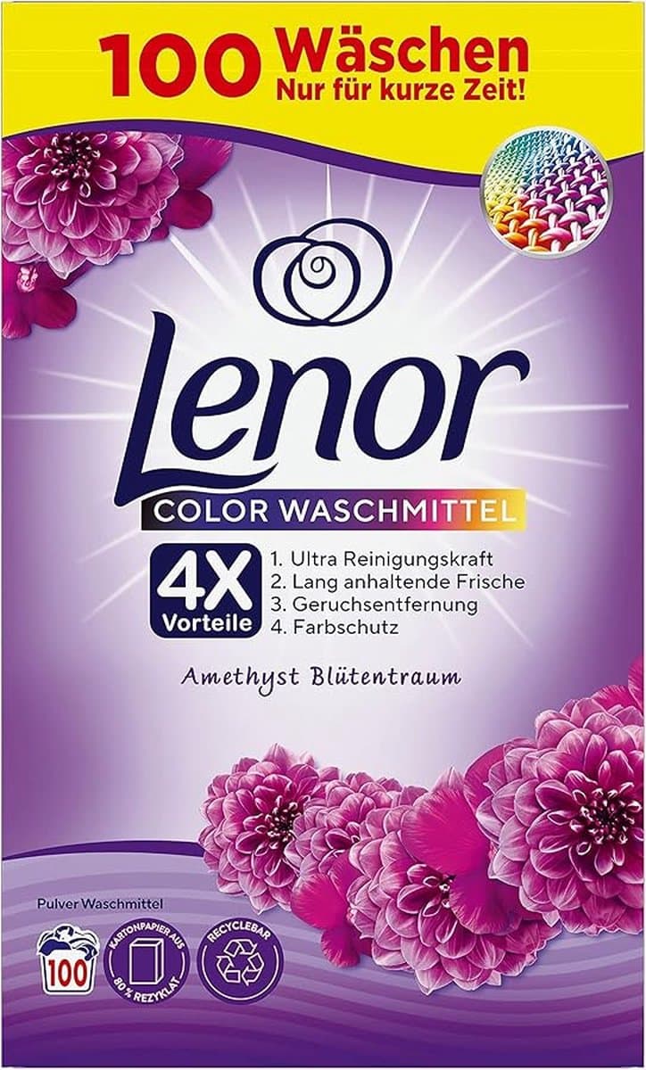 LENOR WASPOEDER AMETHIS & BLOEMEN BOEKET VOOR KLEURWAS 100 WASBEURTEN 6 KG — afbeelding 1