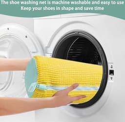 Schoenwaszakken, 2 stuks herbruikbare schoenwaszakken, schoenwaszak, wasmachine, waszak Schoenen, schoenwaszak, waszak, wasnet met borstels, voor wasmachine — thumbnail 3