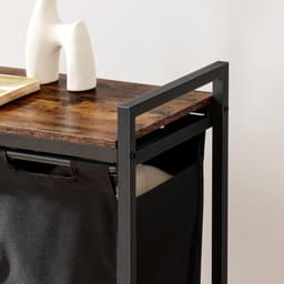 Aurixi® Wassorteerder 4 vakken - Wasmand 4 vakken 4x 39 Liter - Wasmand Met Opbergplank - Wassorteerder - Dubbele wasmand - Duo Wasmand – Wasmanden - Zwart - 111cm x 33cm x 75 cm — thumbnail 5