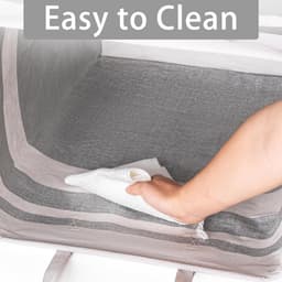 Heupwasmand-Opvouwbare Wasmand-Set van 2 grote wasmanden - Waterdichte opvouwbare wasmanden - Geschikt voor kamers, slaapkamers, badkamers en studentenkamers - Waszakken voor opslag en organisatie - Grijs - 75 liter — thumbnail 2