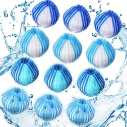 12 Stuks Haarverwijderaar Bollen voor Wasmachine & Droger | Herbruikbare Hond Kat Haarvangers - Blauwe Set – Effectief Pluizen & Haren Verwijderen — thumbnail 1