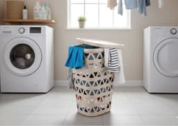 Curver Wasmand met deksel - 2x - ventilatiegaatjes - beige - kunststof - 55 ltr - 42 x 34 x 60 cm — thumbnail 2