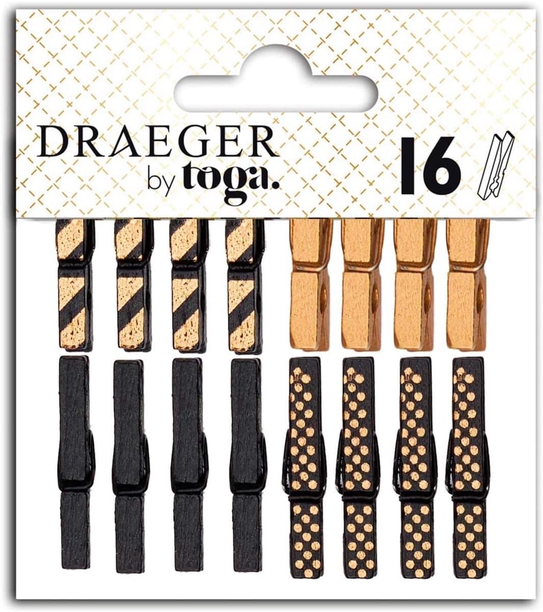 Wasknijpers Set - Kledingklemmen - Kleding Droge - Stevig Ontwerp - 3cm Lengte - Zwart Goud — afbeelding 1