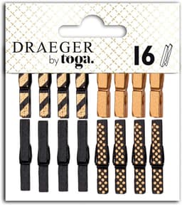 Wasknijpers Set - Kledingklemmen - Kleding Droge - Stevig Ontwerp - 3cm Lengte - Zwart Goud — thumbnail 1