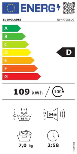 Everglades EVHP7056DG - Warmtepompdroger - Titanium Gray - D-Klasse 109kWh - 7KG - 15 Programma's - Einduitstel - 5 Jaar Garantie — thumbnail 2