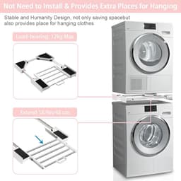 Famanu – Middelste kit voor wasmachine en droger - verstelbare verbindingsstang met lade voor 53-68 cm wasmachine en droger — thumbnail 3