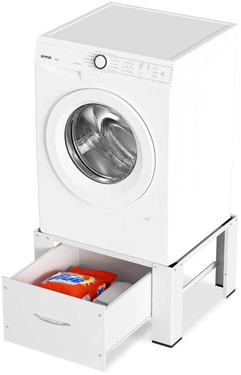 Wasmachine verhoger-150kg Capaciteit Wasmachine Standaard Metalen Basisframe met Lades-Anti-slip Schokabsorberende Hoekbeschermers voor Veilige Plaatsing-Geschikt voor Wasmachines, Drogers en Koelkastbases. — afbeelding 1