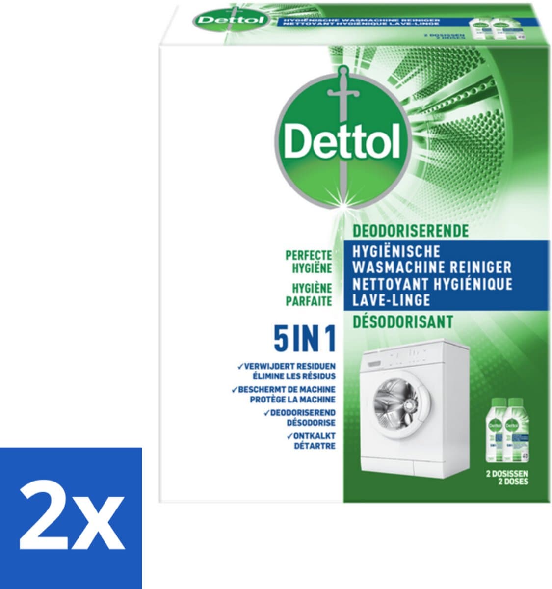 2 x Dettol Wasmachine Reiniger Duo 500 ml - Wasmachine Reiniger - Wasmachine Schoonmaken - Kalkaanslag Verwijderen - Wasmachine Onderhoud - Wasmachine Hygiëne — afbeelding 1