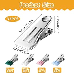 Wasknijpers Set - Kledinghaken Klemmen - Kleding Ophangen - Roestvrij Staal PVC - 32 Stuks - Multicolor — thumbnail 4