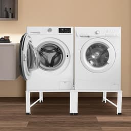 Dubbel wasmachine-onderstel - Wasmachinekast staal - Ruimtebesparing Bijkeuken - Dubbele Draagkracht - 126x54x32 cm - Wit — thumbnail 3