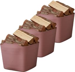 Excellent houseware flexibele kuip / emmer - 3x - roze - 25 l - kunststof - 40 x 35 cm - met handvatten — thumbnail 1
