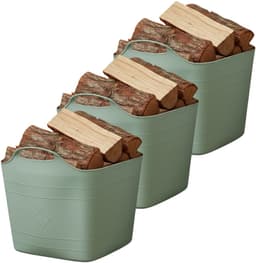 Excellent houseware flexibele kuip / emmer - 3x - groen - 25 l - kunststof - 40 x 35 cm - met handvatten — thumbnail 1