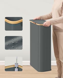 SONGMICS - Wasmand - Wasmand met Deksel - Opvouwbaar - Bamboe Frame - Voor Wasruimte Slaapkamer Woonkamer — thumbnail 5