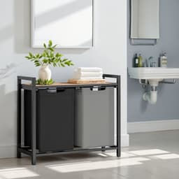 VASAGLE BLH201X01 - Wasmand met 2 Vakken - Afneembare Oxford Stof Zak - Met Opbergrek en Metalen Frame — thumbnail 3