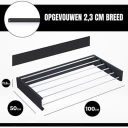SCH® Wanddroogrek Inklapbaar - Wanddroogrek - Zwart - ‎50cm x 100cm x 12cm — thumbnail 3