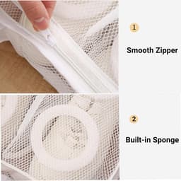 2 stuks - Net waszak - Wasmachine schoenenzak - Wasmachine schoenenzak voor sneakers - Herbruikbare schoenenzak met rits - Vierkante schoenenzak - Hangende waszak - Geschikt voor sneakers, slippers, kleding (wit) — thumbnail 2