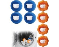 Haarverwijderaar Wasgoed - Pluisballen Wasmachine - Kleding Reinigen - Herbruikbaar Systeem - 8 Stuks - Blauw Oranje