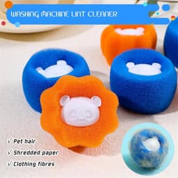Haarverwijderaar Wasgoed - Pluisballen Wasmachine - Kleding Reinigen - Herbruikbaar Systeem - 8 Stuks - Blauw Oranje — thumbnail 2