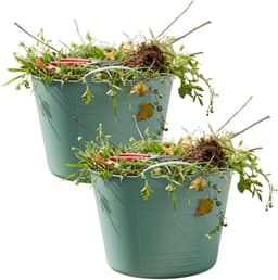 Excellent housewares Flexibele kuip / emmer - 2x - groen - 15 liter - kunststof - 35 x 28 cm - met handvatten — thumbnail 1