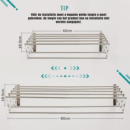 Core® Wanddroogrek –Wasrek Goed voor 5.6 Meter Wasgoed – Uitschuifbaar Droogrek - Zilver- ‎59 x 80 x 19 cm; 1.56 kg — thumbnail 4