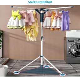 NBAP® Droogmolen met Voet voor Camping & Thuis - Wasrek Staand - Droogrek Inklapbaar - Wit — thumbnail 3