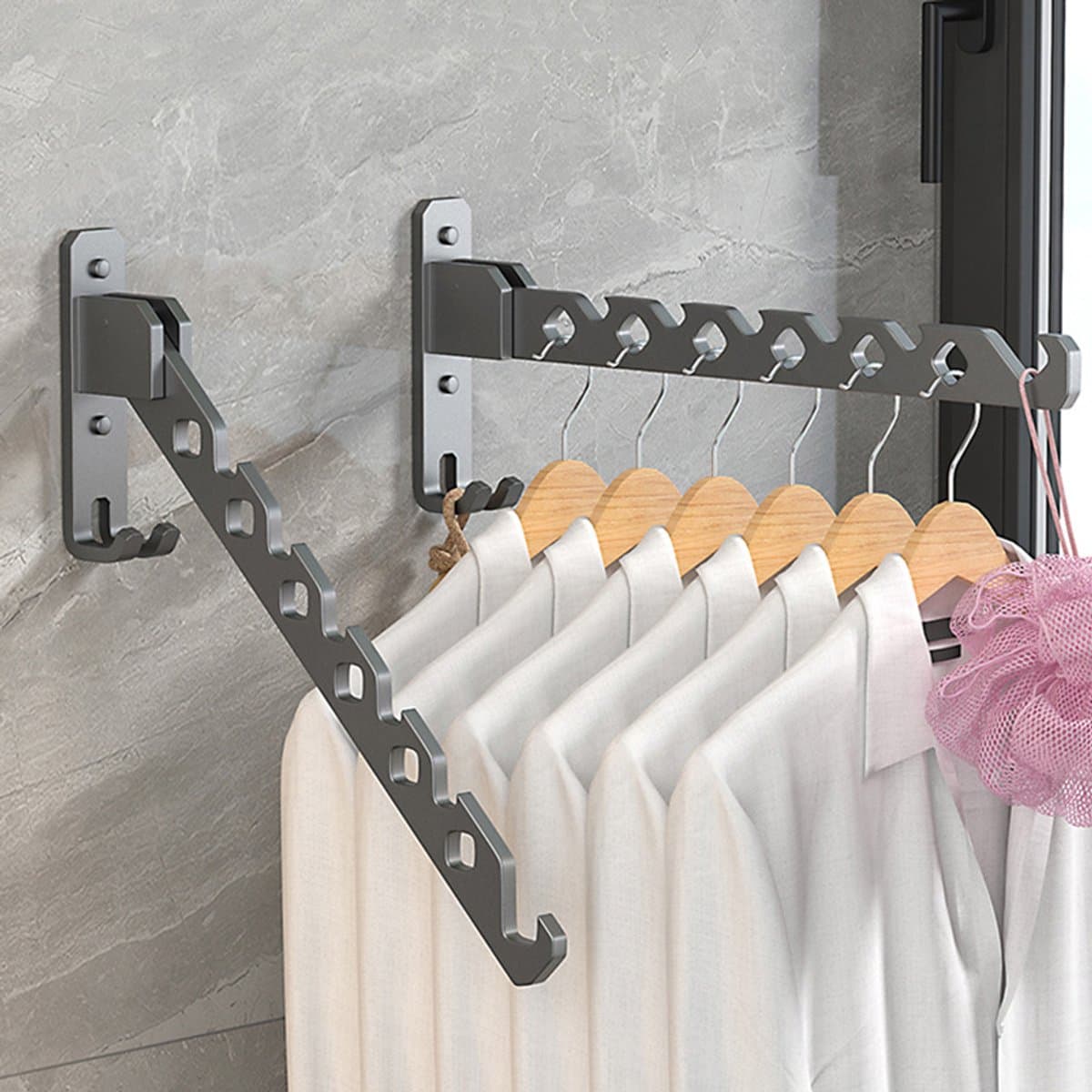 Kledinghaak - Inklapbaar -Opvouwbaar droogrek voor kleding, opvouwbaar droogrek voor binnen- Muurbevestiging - Wandhaak - Kapstok - Kledinghanger- Droogrek - 1 item — afbeelding 1