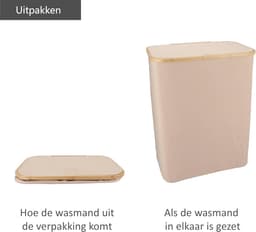 Imperatoris - Wasmand 3 Vakken - Wasmand - Wassorteerder - Wasmanden - Met Uitneembare Waszakken - Laundry Basket - 160L - Beige — thumbnail 3