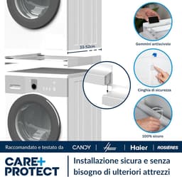 Universele Stapelset - Wasmachine Droger - Ruimte Besparen - Verstelbare Diepte - 33 tot 52 cm - Wit — thumbnail 3