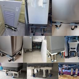 Wasmachine Onderstel - Verstelbare Basis - Apparaten Verhogen - Met Vergrendelbare Wielen - 45 tot 65cm - Wit — thumbnail 2