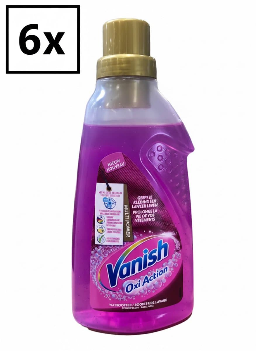 Vanish Oxi Action Wasbooster Gel Pink – Vlekverwijderaar Gel – Krachtige Oxi-Reiniging – Voor Gekleurde Was – 6 × 750 ml — afbeelding 1