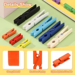 Houten Knijpers - Kleine Clips - Foto Ophangen - Sterke Handgreep - 07 x 35 cm - Oranje — thumbnail 3