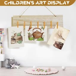 Gekleurde Houten Knijpers - Knutsel Spullen - Foto's Ophangen - Natuurlijk Materiaal - 7.4 cm Lengte - Goud — thumbnail 2