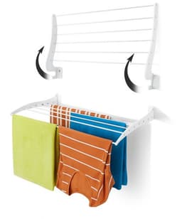 Premium Opklapbaar Wanddroogrek - RVS & Aluminium - 70x35 cm - Wit — thumbnail 1