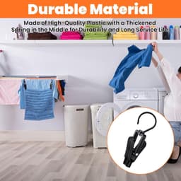 Wasknijpers met Haak - 20 Stuks - Laarzen Hanger - 360 Graden Draaibaar - Droogrek Knijpers - Wasknijpers - Handdoekklemmen - Binnen en Buiten - Kunststof - Anti Slip - Voor Handdoeken, Hoed, Jurken, Badhanddoek - Zwart — thumbnail 2