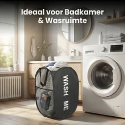 Wasmand opvouwbaar - 75L - Ademend polyester mesh - Met handvatten - Zwart — thumbnail 2