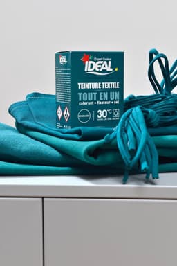 IDEAL All in One Textile Dye 230g Emerald – Complete Textielverf met Fixatief & Zout – Diep Smaragdgroen – Voor Katoen, Linnen & Viscose – 40°C – Made in France — thumbnail 4