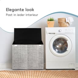 Zonovi Wasmand – Drie Vakken Met Deksel – 3 in 1 Wasmand - Sorteer Wasmand - Opvouwbaar – Wassorteerder – Dichte Wasmand - Dubbele Wasmand – Laundry Basket – Wasbox – Organizer Kleding - Stof – Grijs – 110L — thumbnail 4