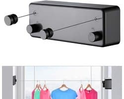 Retractable Clothesline for Indoor and Outdoor Use | Heavy Duty Drying Line with Wall Mounted Rack | Prevents Sagging with Lock Feature