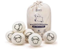 Loti Living Drogerballen Schaapjes - 6 Wasdrogerballen - 100% Schapenwol - Droogballen met Opbergzak — afbeelding 1