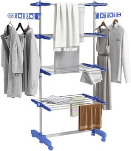 HOMCOM-Wäscheständer-Edelstahl, ABS-142L x 55B x 172H cm-Blau — thumbnail 1