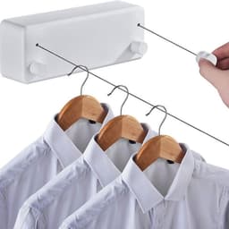 Onzichtbare waslijn - kledingdroogkunstwerk - intrekbare onzichtbare waslijn - intrekbare waslijn - ABS aluminium droger - verstelbaar - roestvrijstalen dubbele kabel - zware wandmontage voor hotels - goud — thumbnail 4
