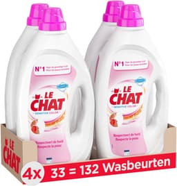 Le Chat Gel Sensitive Color - Vloeibaar Wasmiddel - Geschikt Voor Gekleurde Was - Frisse Geur - Marseille Zeep - Voordeelverpakking - 4 x 33 Wasbeurten — thumbnail 1