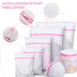 Set van 7 waszakken, wasnetten, waszak bh wasmachine waszak voor delicate was, bh, blouse, ondergoed, schoenen, babykleding, waszak, etc. (roze, 1XL, 2L, 2M, 2BH) — thumbnail 4