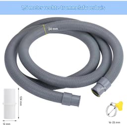 EXCITAT Verlengstuk voor afvoerslang - Afvoerslang verlengset - Inclusief 1 slangaansluiting en 2 slangklemmen - Geschikt voor wasmachineslang, vaatwasser, droger - 1,5 m x 20 mm — thumbnail 4