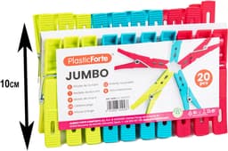 Plasticforte Wasknijpers XL formaat - 40x stuks - felle kleuren mix - kunststof - 10 cm - Was ophangen — thumbnail 3