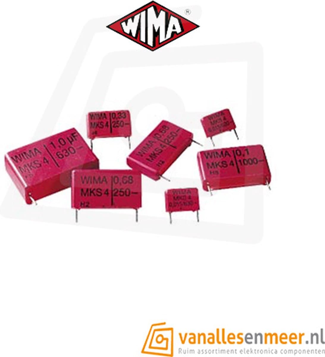0.1UF 63V 10% POLYESTER FILM BOX TYPE CAPACITOR WIMA MKS2 — afbeelding 1