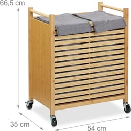 Azuru Wasmand met 2 Vakken en Opbergplank – Wassorteerder – Max. 30 kg - Zwart — thumbnail 2