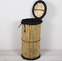 Migo Styling - Wasmand - Bamboe - rond - 58 Liter - Eco - Opbergmand - Wasbox met deksel - naturel — thumbnail 2