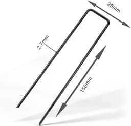 Intirilife 100 x grondanker 150 x 25 x 2,7 mm gemaakt van zwart roestvrij staal - onkruidvlies bevestiging grondnagel weerhaak — thumbnail 2