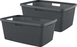 Curver Jute Wasmand - 46L - 2 stuks - Donkergrijs — thumbnail 1